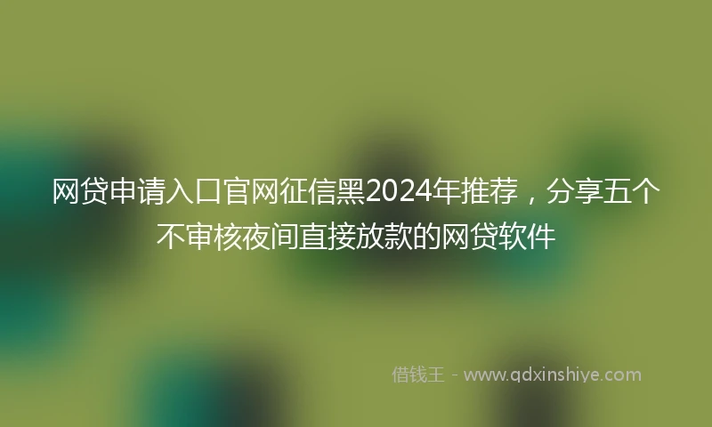 网贷申请入口官网征信黑2024年推荐，分享五个不审核夜间直接放款的网贷软件