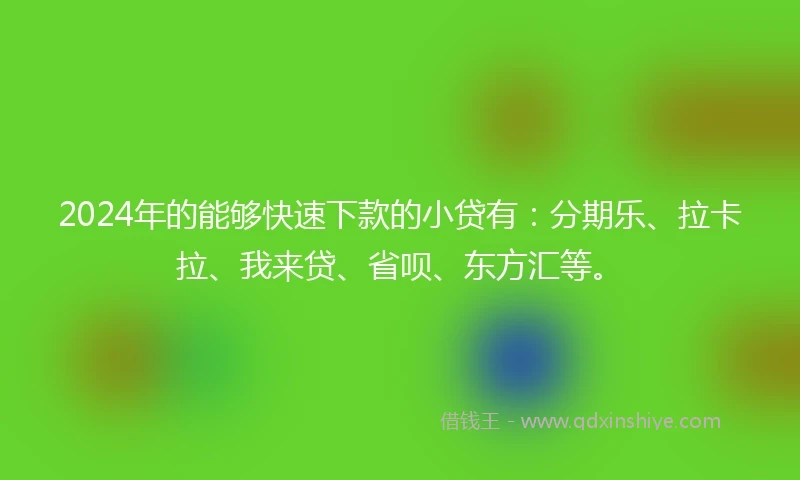 2024年的能够快速下款的小贷有：分期乐、拉卡拉、我来贷、省呗、东方汇等。