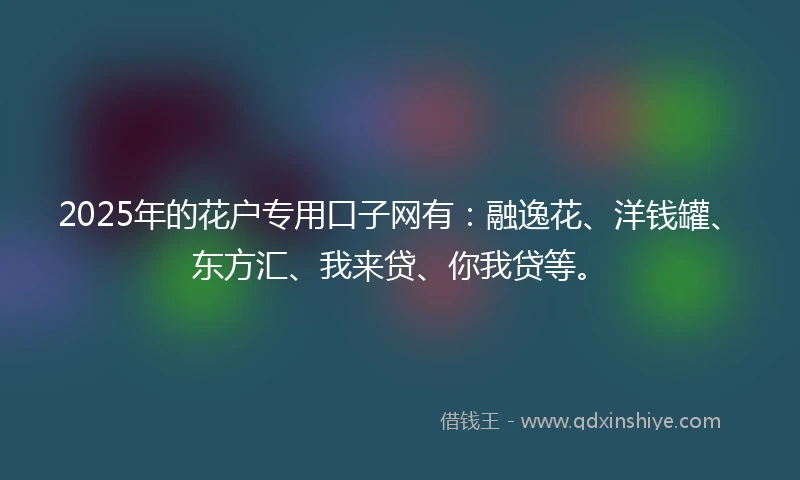 2025年的花户专用口子网有：融逸花、洋钱罐、东方汇、我来贷、你我贷等。