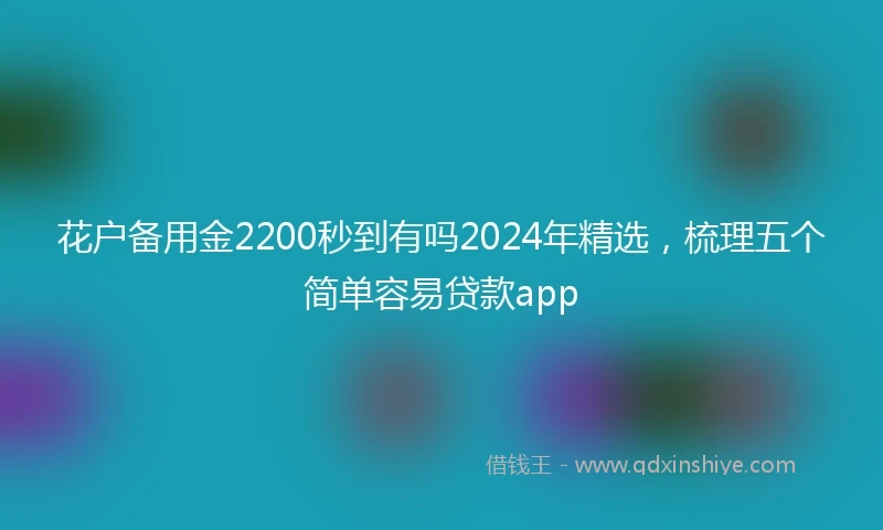 花户备用金2200秒到有吗2024年精选，梳理五个简单容易贷款app