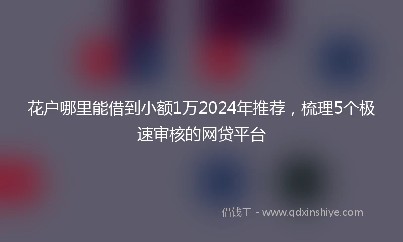 花户哪里能借到小额1万2024年推荐，梳理5个极速审核的网贷平台