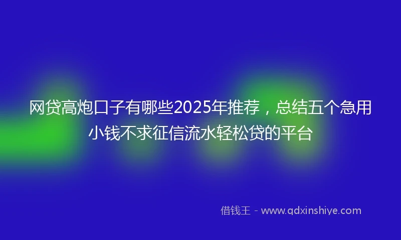网贷高炮口子有哪些2025年推荐，总结五个急用小钱不求征信流水轻松贷的平台