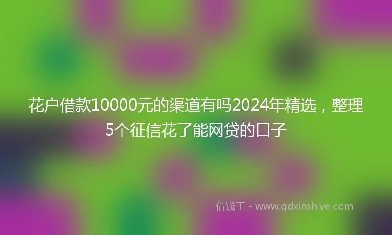 花户借款10000元的渠道有吗2024年精选，整理5个征信花了能网贷的口子