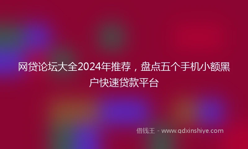 网贷论坛大全2024年推荐，盘点五个手机小额黑户快速贷款平台