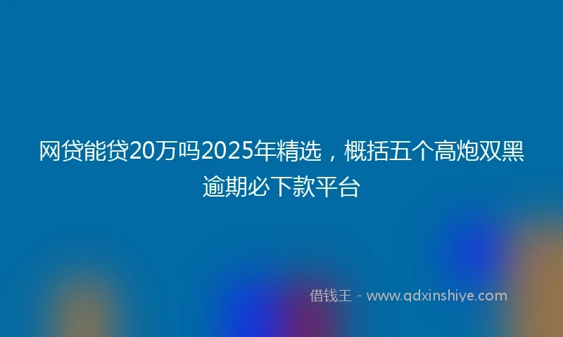 网贷能贷20万吗2025年精选，概括五个高炮双黑逾期必下款平台