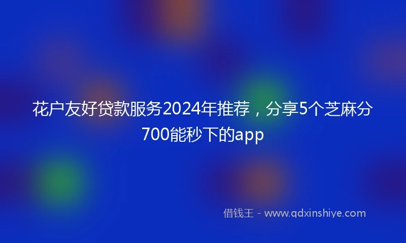 花户友好贷款服务2024年推荐，分享5个芝麻分700能秒下的app