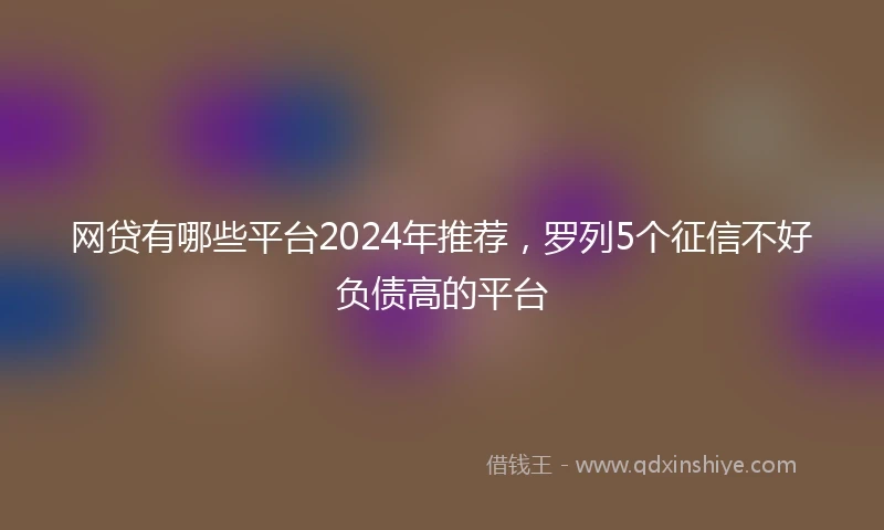 网贷有哪些平台2024年推荐，罗列5个征信不好负债高的平台