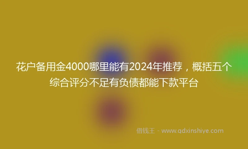 花户备用金4000哪里能有2024年推荐，概括五个综合评分不足有负债都能下款平台