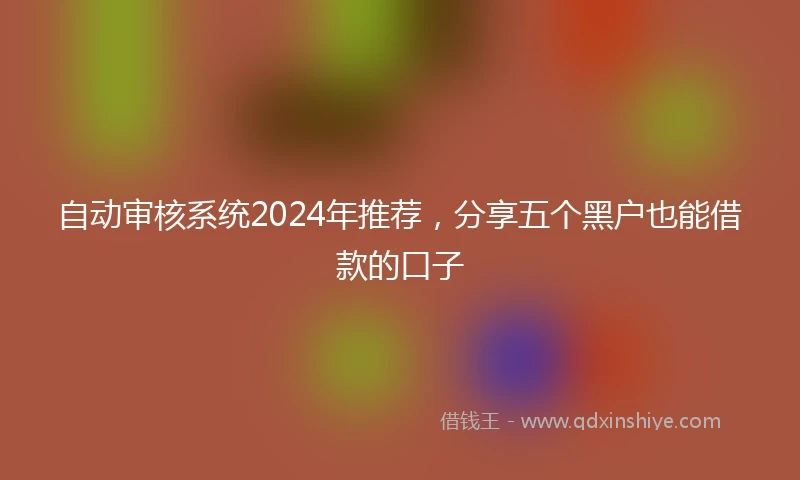 自动审核系统2024年推荐，分享五个黑户也能借款的口子