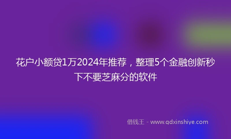 花户小额贷1万2024年推荐，整理5个金融创新秒下不要芝麻分的软件