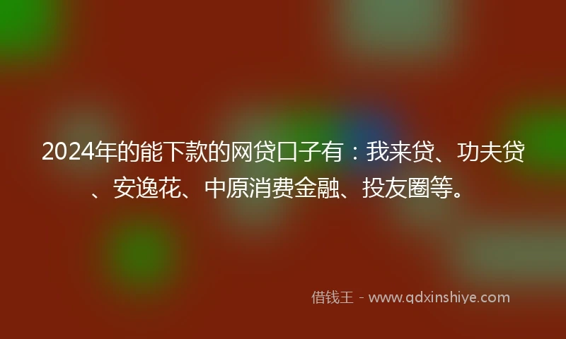 2024年的能下款的网贷口子有：我来贷、功夫贷、安逸花、中原消费金融、投友圈等。