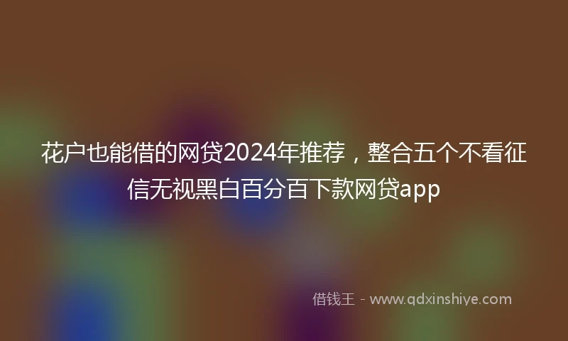 花户也能借的网贷2024年推荐，整合五个不看征信无视黑白百分百下款网贷app