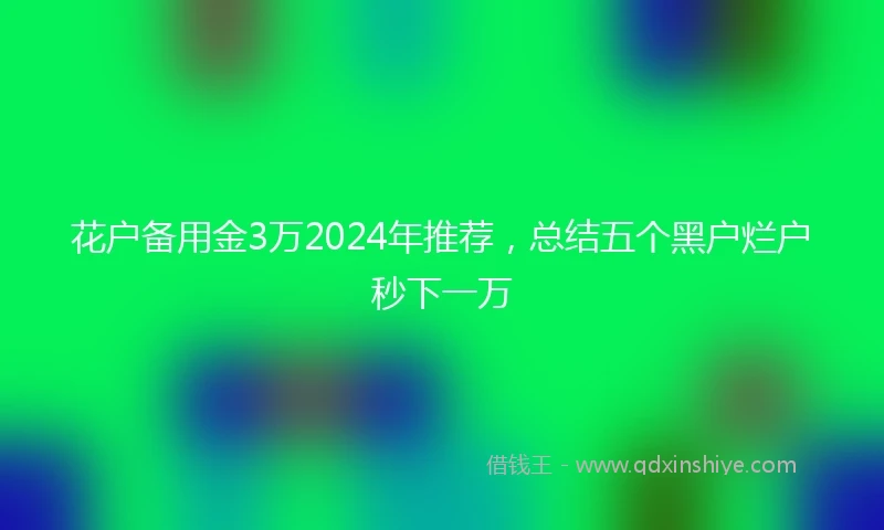 花户备用金3万2024年推荐，总结五个黑户烂户秒下一万