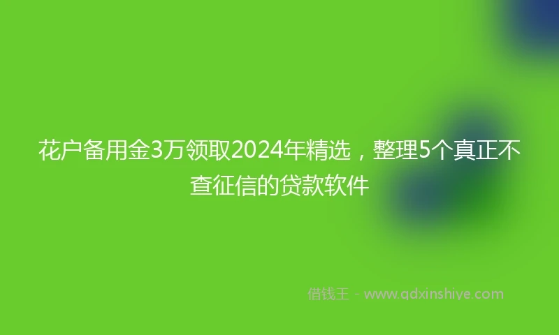 花户备用金3万领取2024年精选，整理5个真正不查征信的贷款软件