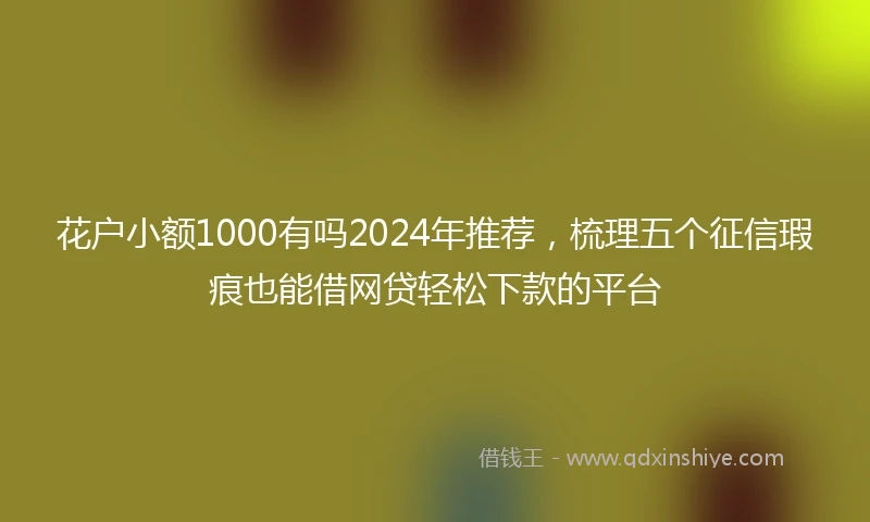 花户小额1000有吗2024年推荐，梳理五个征信瑕疵也能借网贷轻松下款的平台