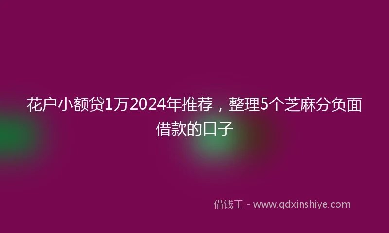 花户小额贷1万2024年推荐，整理5个芝麻分负面借款的口子