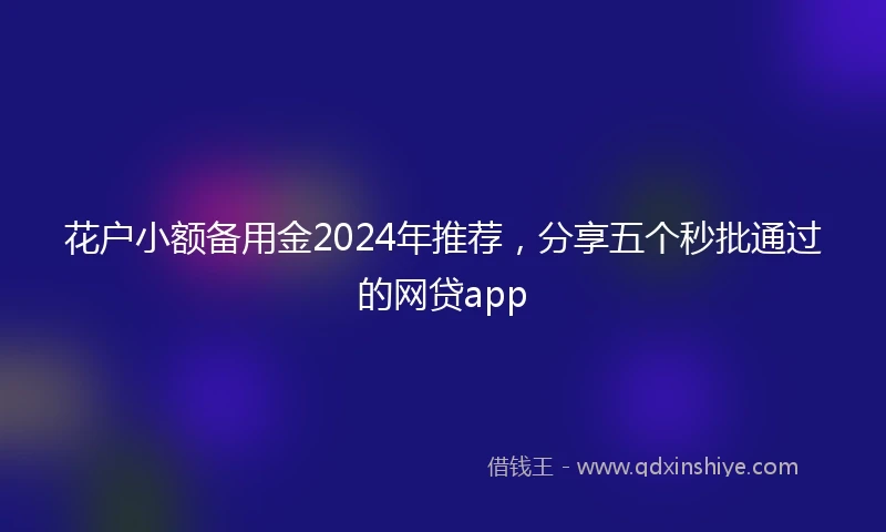 花户小额备用金2024年推荐，分享五个秒批通过的网贷app