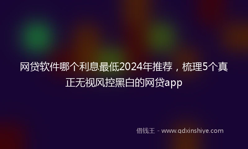 网贷软件哪个利息最低2024年推荐，梳理5个真正无视风控黑白的网贷app