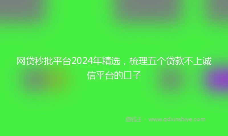 网贷秒批平台2024年精选，梳理五个贷款不上诚信平台的口子