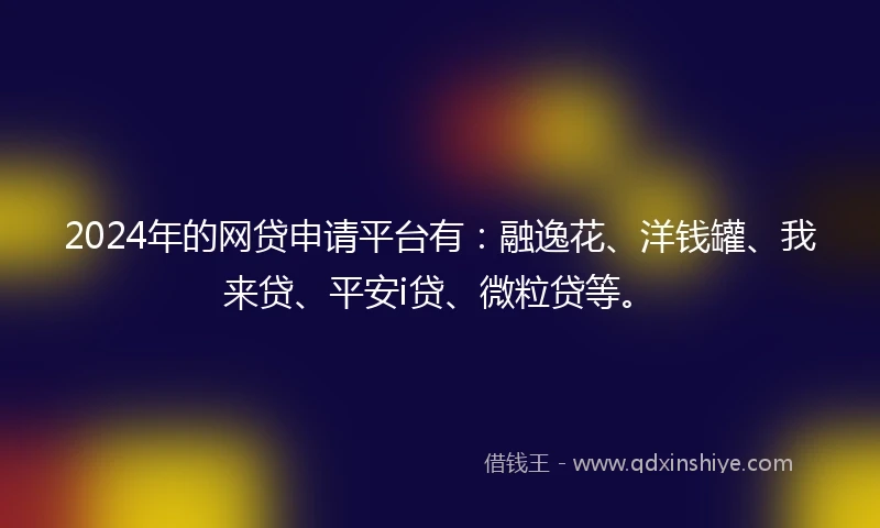 2024年的网贷申请平台有：融逸花、洋钱罐、我来贷、平安i贷、微粒贷等。