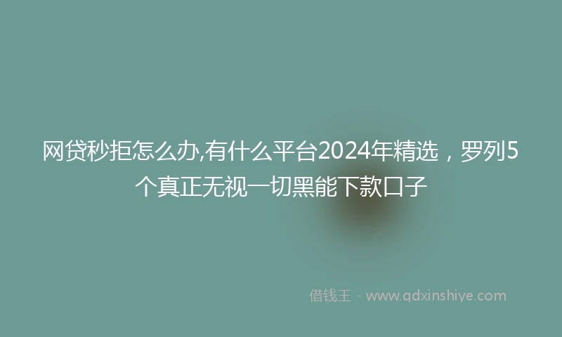 网贷秒拒怎么办,有什么平台2024年精选，罗列5个真正无视一切黑能下款口子