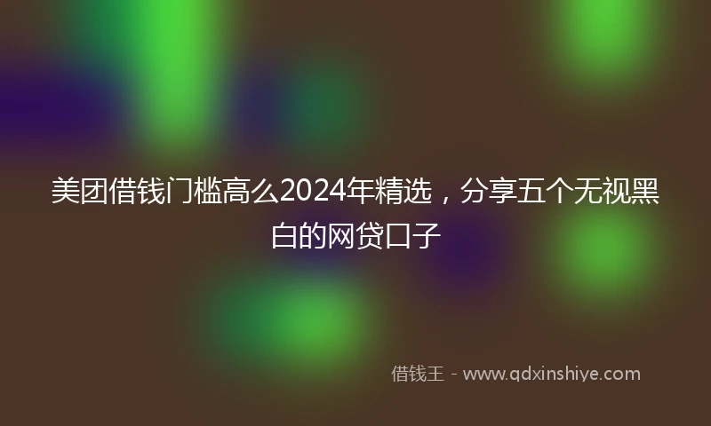 美团借钱门槛高么2024年精选，分享五个无视黑白的网贷口子