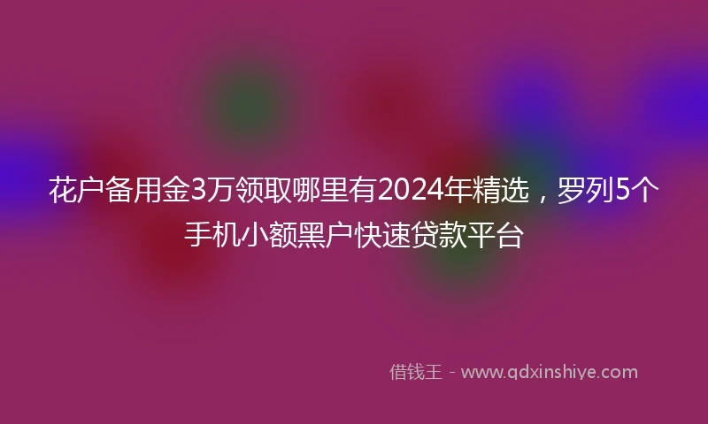 花户备用金3万领取哪里有2024年精选，罗列5个手机小额黑户快速贷款平台
