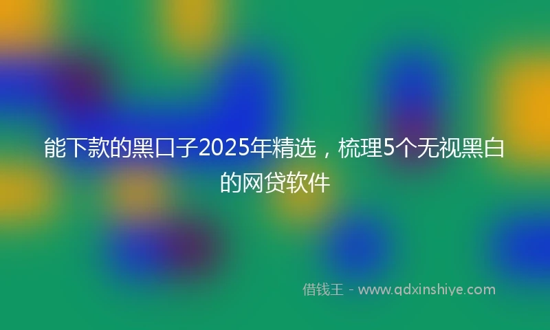 能下款的黑口子2025年精选，梳理5个无视黑白的网贷软件