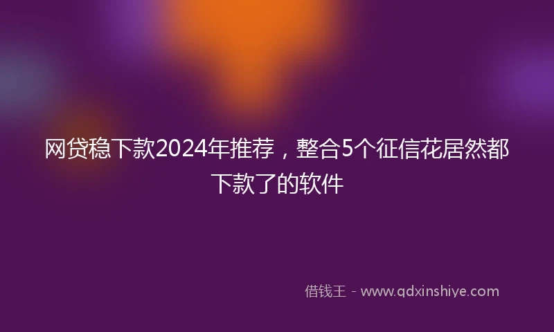 网贷稳下款2024年推荐，整合5个征信花居然都下款了的软件