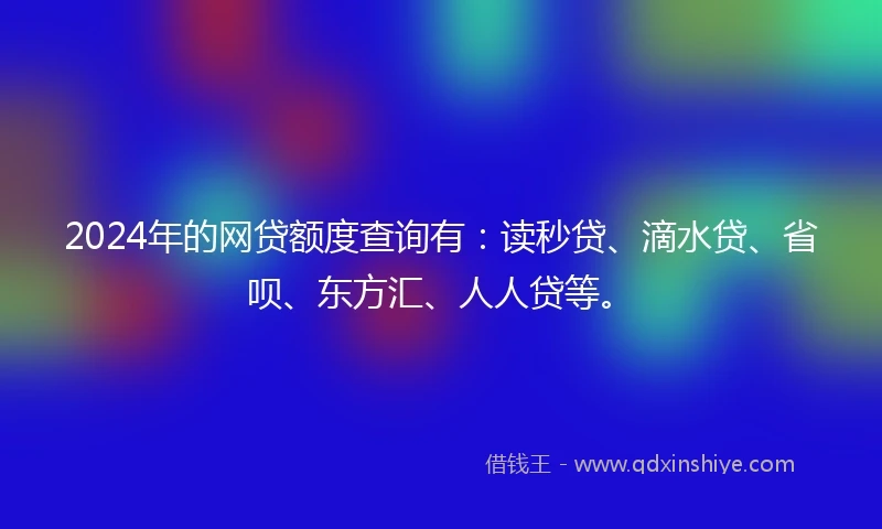 2024年的网贷额度查询有：读秒贷、滴水贷、省呗、东方汇、人人贷等。