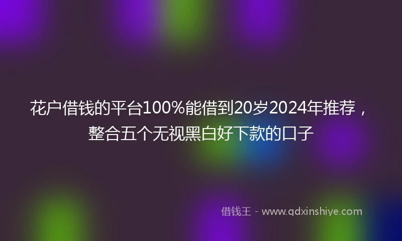 花户借钱的平台100%能借到20岁2024年推荐，整合五个无视黑白好下款的口子