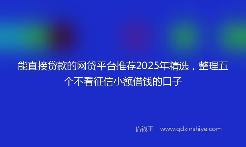 能直接贷款的网贷平台推荐2025年精选,整理五个不看征信小额借钱的口子