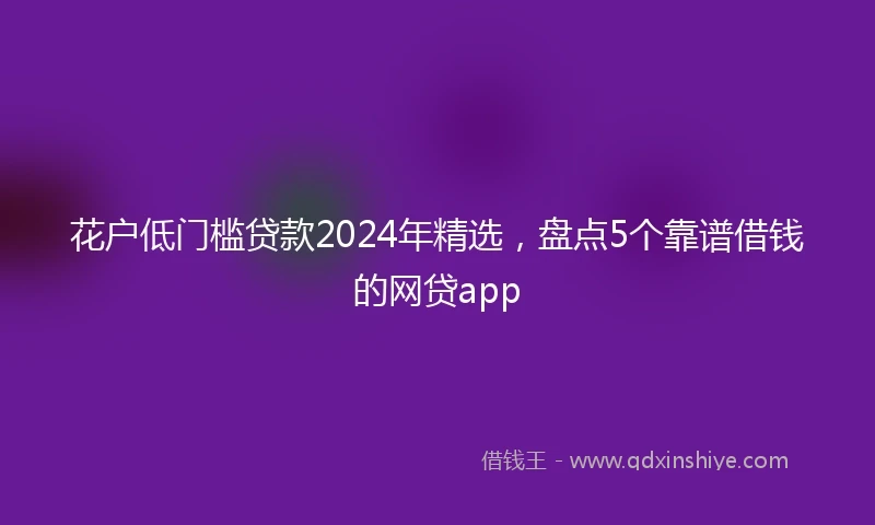 花户低门槛贷款2024年精选，盘点5个靠谱借钱的网贷app