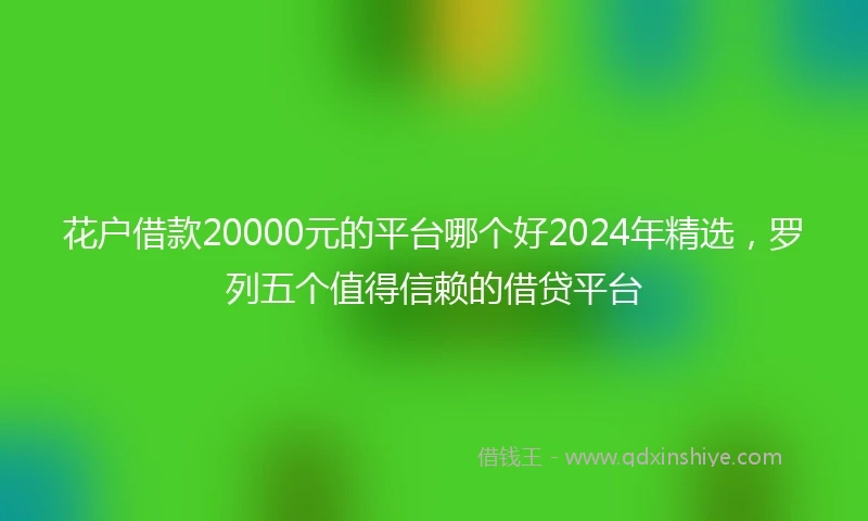 花户借款20000元的平台哪个好2024年精选，罗列五个值得信赖的借贷平台