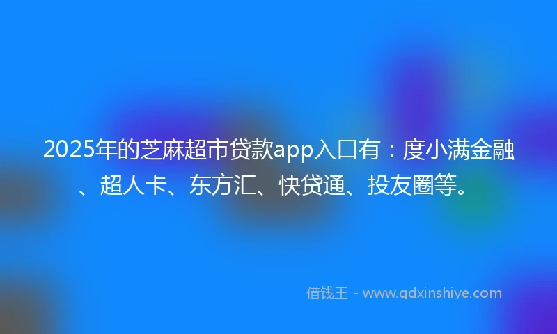 2025年的芝麻超市贷款app入口有：度小满金融、超人卡、东方汇、快贷通、投友圈等。