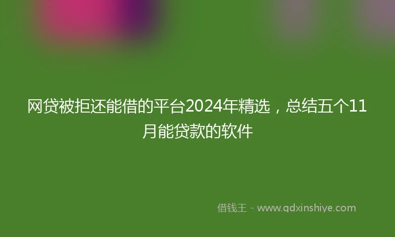 网贷被拒还能借的平台2024年精选，总结五个11月能贷款的软件