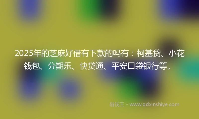 2025年的芝麻好借有下款的吗有：柯基贷、小花钱包、分期乐、快贷通、平安口袋银行等。