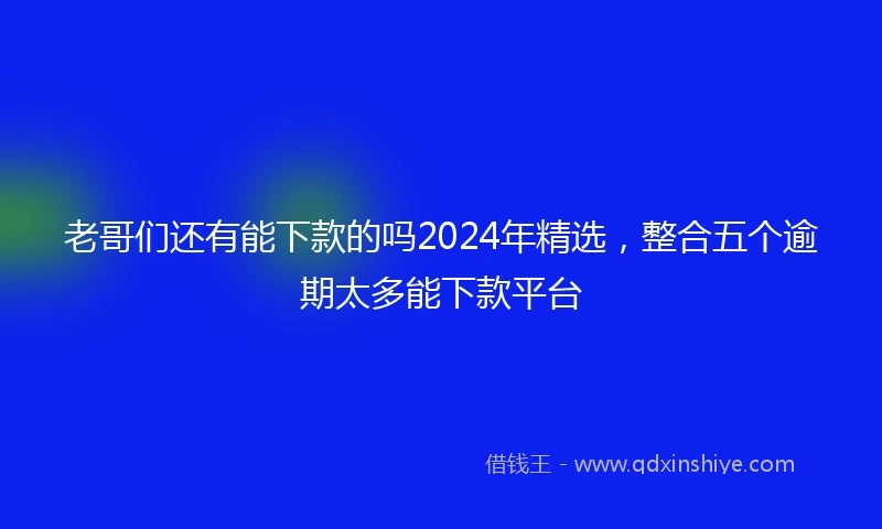 老哥们还有能下款的吗2024年精选，整合五个逾期太多能下款平台