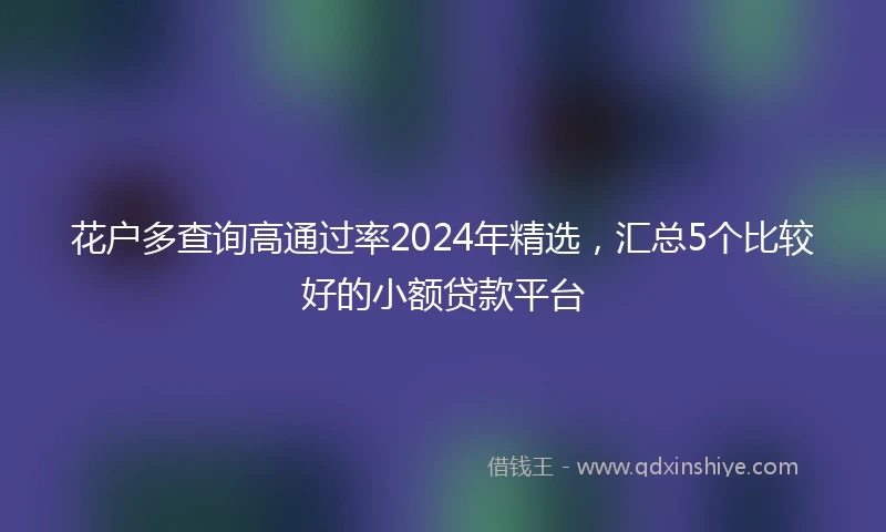 花户多查询高通过率2024年精选，汇总5个比较好的小额贷款平台