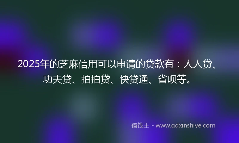 2025年的芝麻信用可以申请的贷款有：人人贷、功夫贷、拍拍贷、快贷通、省呗等。