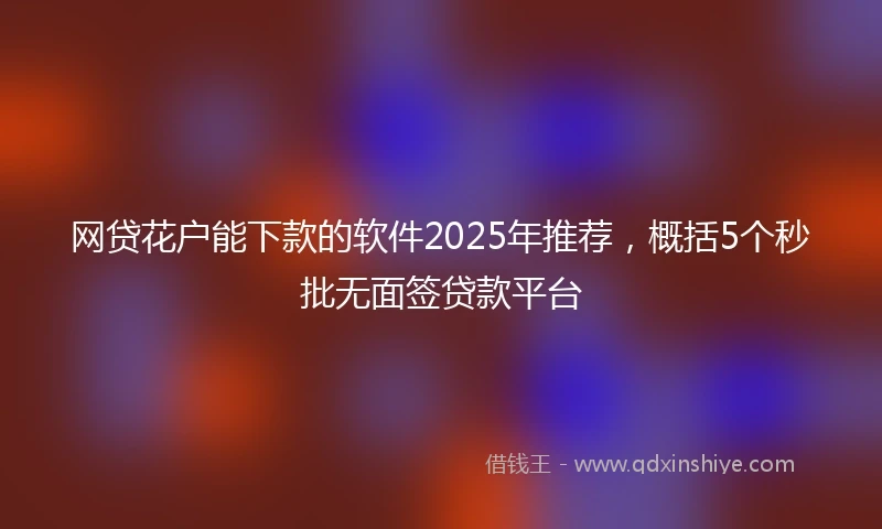 网贷花户能下款的软件2025年推荐，概括5个秒批无面签贷款平台