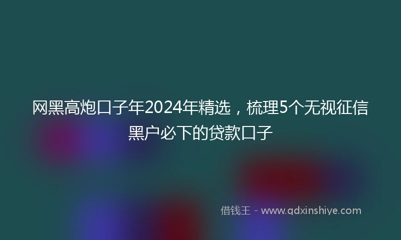网黑高炮口子年2024年精选，梳理5个无视征信黑户必下的贷款口子