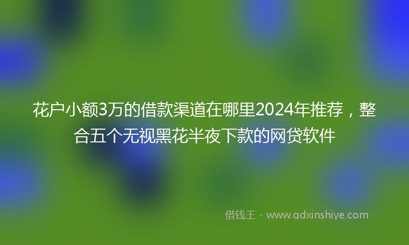 花户小额3万的借款渠道在哪里2024年推荐，整合五个无视黑花半夜下款的网贷软件