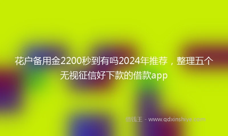 花户备用金2200秒到有吗2024年推荐，整理五个无视征信好下款的借款app