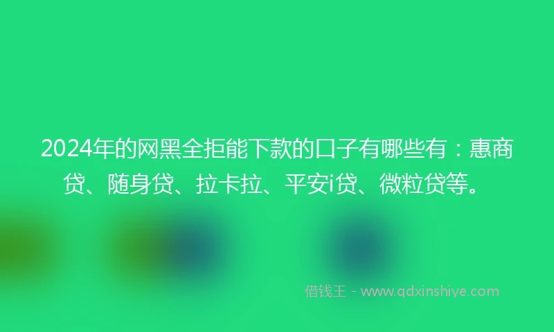 2024年的网黑全拒能下款的口子有哪些有：惠商贷、随身贷、拉卡拉、平安i贷、微粒贷等。