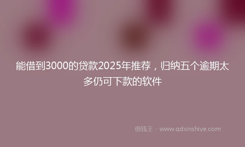 能借到3000的贷款2025年推荐，归纳五个逾期太多仍可下款的软件