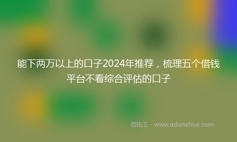能下两万以上的口子2024年推荐，梳理五个借钱平台不看综合评估的口子