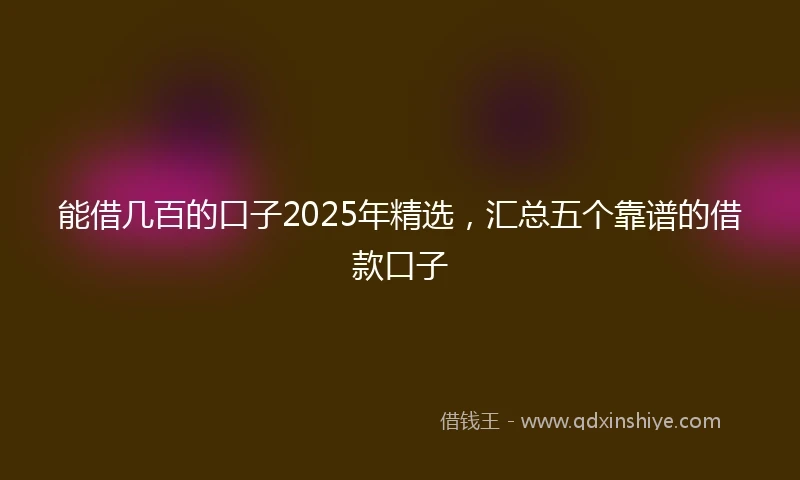 能借几百的口子2025年精选，汇总五个靠谱的借款口子