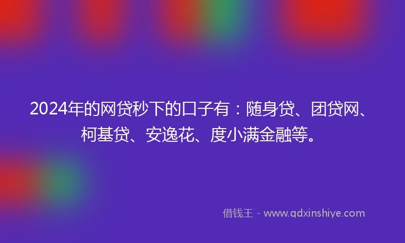2024年的网贷秒下的口子有：随身贷、团贷网、柯基贷、安逸花、度小满金融等。