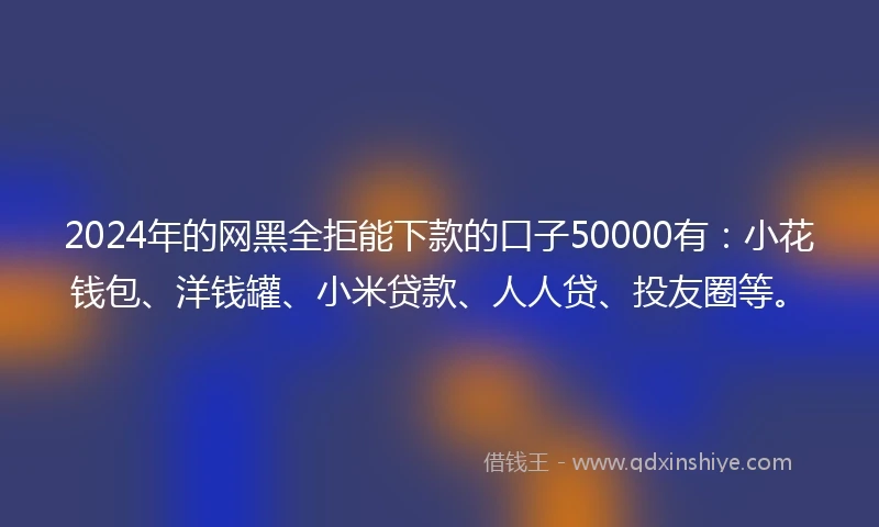 2024年的网黑全拒能下款的口子50000有：小花钱包、洋钱罐、小米贷款、人人贷、投友圈等。